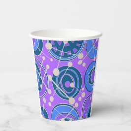 抽象芸術、紫、青の図形 紙コップ