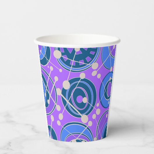 抽象芸術、紫、青の図形 紙コップ (裏面)