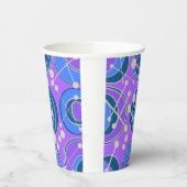 抽象芸術、紫、青の図形 紙コップ (左)