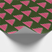 抽象芸術、緑のクリスマスのピンクの木 ラッピングペーパー (角)