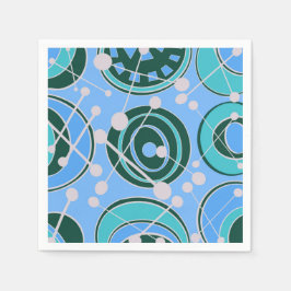 抽象芸術、緑のジオシェイプ、青いデザイン スタンダードカクテルナプキン