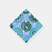抽象芸術、緑のジオシェイプ、青いデザイン スタンダードカクテルナプキン (角)