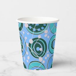 抽象芸術、緑のジオシェイプ、青いデザイン 紙コップ