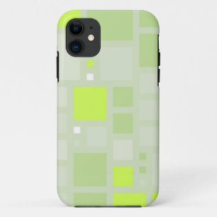 抽象芸術 緑の灰色の正方形2 iPhone 11 ケース