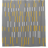 抽象芸術，縦線，灰色，黄色，白 シャワーカーテン (正面)