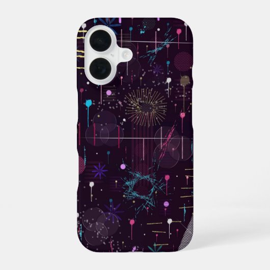 抽象芸術 花火大会 iPhone 16ケース (裏面)