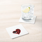 抽象芸術、赤いハート スクエアペーパーコースター (インサイチュ)