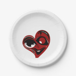 抽象芸術、赤いハート ペーパープレート