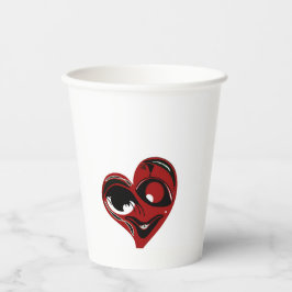 抽象芸術、赤いハート 紙コップ