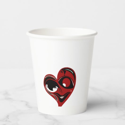 抽象芸術、赤いハート 紙コップ (正面)