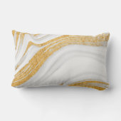 抽象芸術 |金ゴールドと白 |お名前 ランバークッション (裏面)
