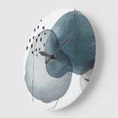 抽象芸術(青と灰色) ラージ壁時計 (傾斜)