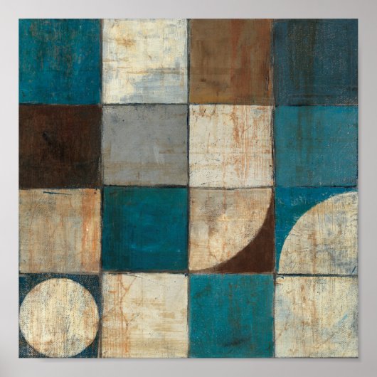 抽象芸術(青と茶色) ポスター (正面)