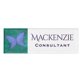 抽象芸術 |青モダン紫の翼 名札