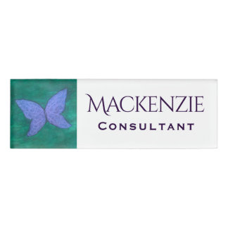 抽象芸術 |青モダン紫の翼 名札