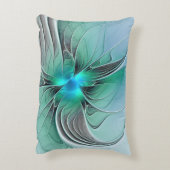 抽象芸術(青、フラクタルアートモダン) アクセントクッション (裏面(縦))