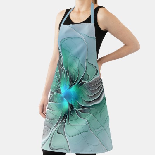 抽象芸術(青、フラクタルアートモダン) エプロン (インサイチュ)