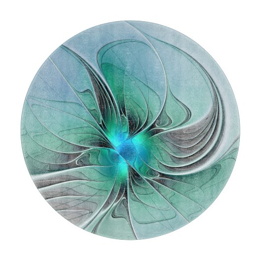 抽象芸術(青、フラクタルアートモダン) カッティングボード (正面)