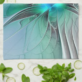 抽象芸術(青、フラクタルアートモダン) キッチンタオル (折り畳み)