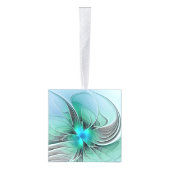 抽象芸術(青、フラクタルアートモダン) キューブオーナメント (右)