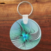 抽象芸術(青、フラクタルアートモダン) キーホルダー (正面)