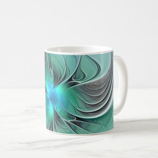 抽象芸術(青、フラクタルアートモダン) コーヒーマグカップ (正面右)
