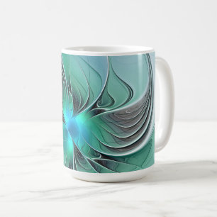 抽象芸術(青、フラクタルアートモダン) コーヒーマグカップ