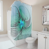 抽象芸術(青、フラクタルアートモダン) シャワーカーテン (インサイチュ)