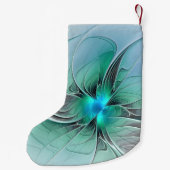 抽象芸術(青、フラクタルアートモダン) スモールクリスマスストッキング (裏面)