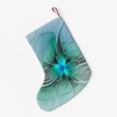 抽象芸術(青、フラクタルアートモダン) スモールクリスマスストッキング (裏面 (吊り時))