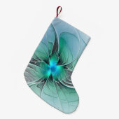 抽象芸術(青、フラクタルアートモダン) スモールクリスマスストッキング (正面 (吊り時))