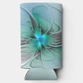 抽象芸術(青、フラクタルアートモダン) スリム缶クーラー (裏面)