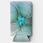 抽象芸術(青、フラクタルアートモダン) スリム缶クーラー (正面)
