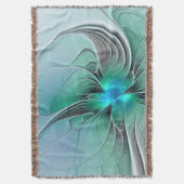 抽象芸術(青、フラクタルアートモダン) スローブランケット (正面縦)