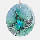 抽象芸術(青、フラクタルアートモダン) セラミックオーナメント (左)