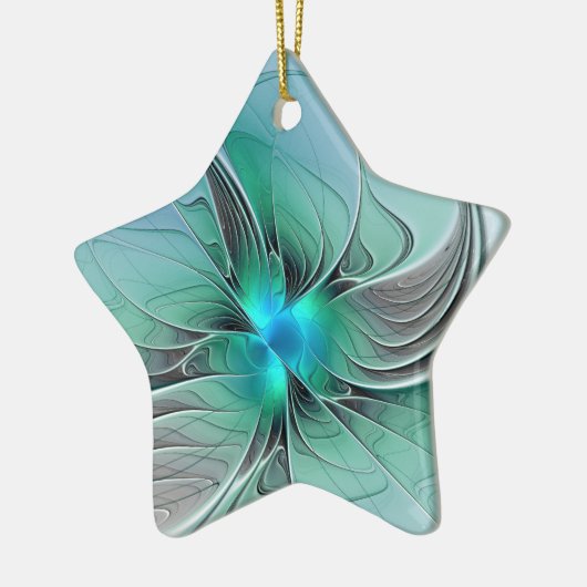 抽象芸術(青、フラクタルアートモダン) セラミックオーナメント (左)