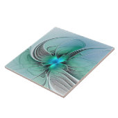 抽象芸術(青、フラクタルアートモダン) タイル (側面)