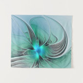 抽象芸術(青、フラクタルアートモダン) タペストリー (正面(横))