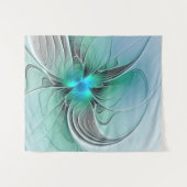 抽象芸術(青、フラクタルアートモダン) タペストリー (正面(横))