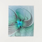 抽象芸術(青、フラクタルアートモダン) タペストリー (正面)