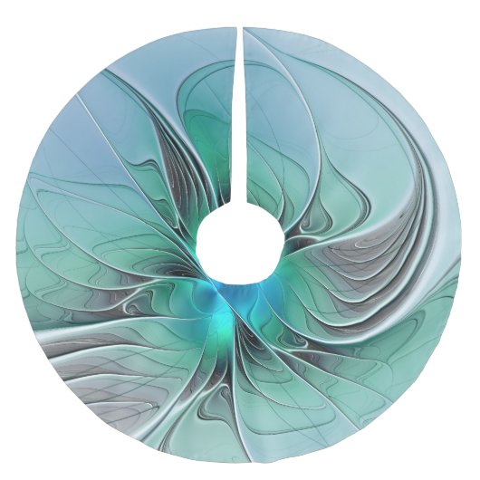 抽象芸術(青、フラクタルアートモダン) ブラッシュドポリエステルツリースカート (正面)