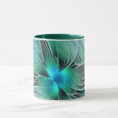 抽象芸術(青、フラクタルアートモダン) マグカップ (中央)