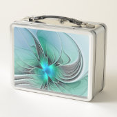 抽象芸術(青、フラクタルアートモダン) メタルランチボックス (裏面)