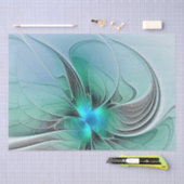 抽象芸術(青、フラクタルアートモダン) 薄葉紙 (クラフト)