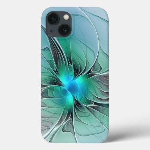 抽象芸術(青、フラクタルアートモダン) iPhone 13ケース