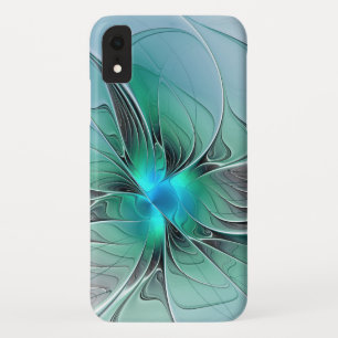 抽象芸術(青、フラクタルアートモダン) iPhone XRケース