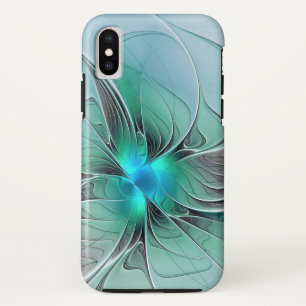 抽象芸術(青、フラクタルアートモダン) iPhone XSケース