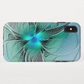 抽象芸術(青、フラクタルアートモダン) Case-Mate iPhoneケース (裏面(横))