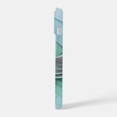 抽象芸術(青、フラクタルアートモダン) iPhone 15ケース (左側面)