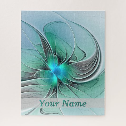 抽象芸術(青、フラクタルモダンアート名) ジグソーパズル (縦)